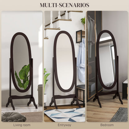 Full Length Oval Floor Standing Mirror Adjustable Angle