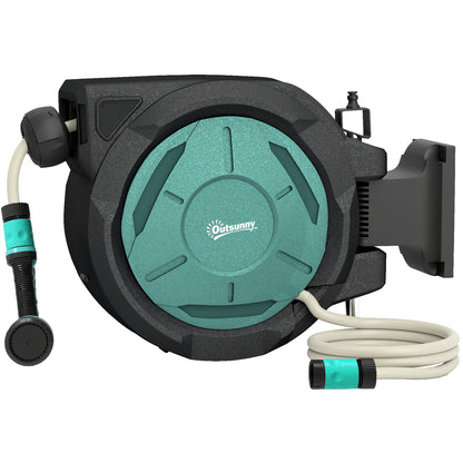 Wall-Mounted Retractable Garden Hose Reel 65 ft