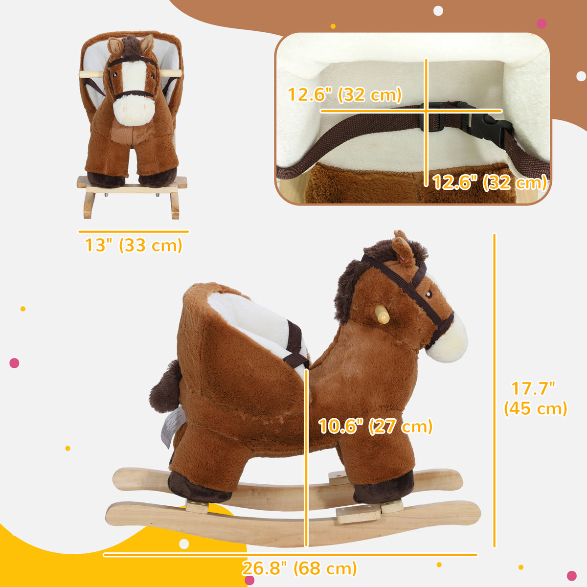 Baby plush rocking horse with sound