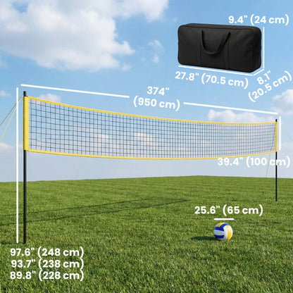 Portable Volleyball Net Set with Adjustable Steel Poles