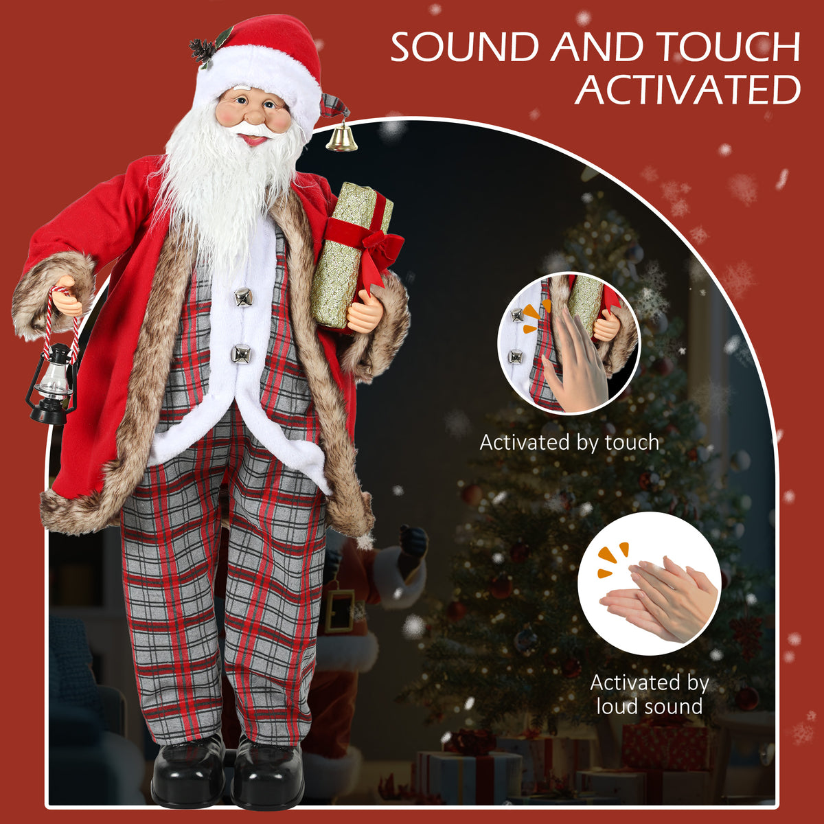 Papá Noel animado, cantante y bailarín, 120 cm