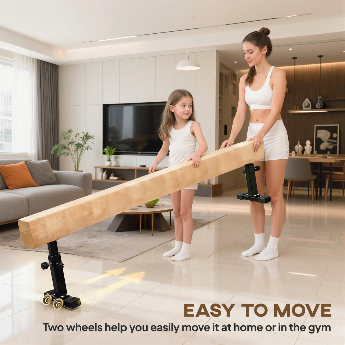 226 cm Adjustable Balance Beam with Wheels