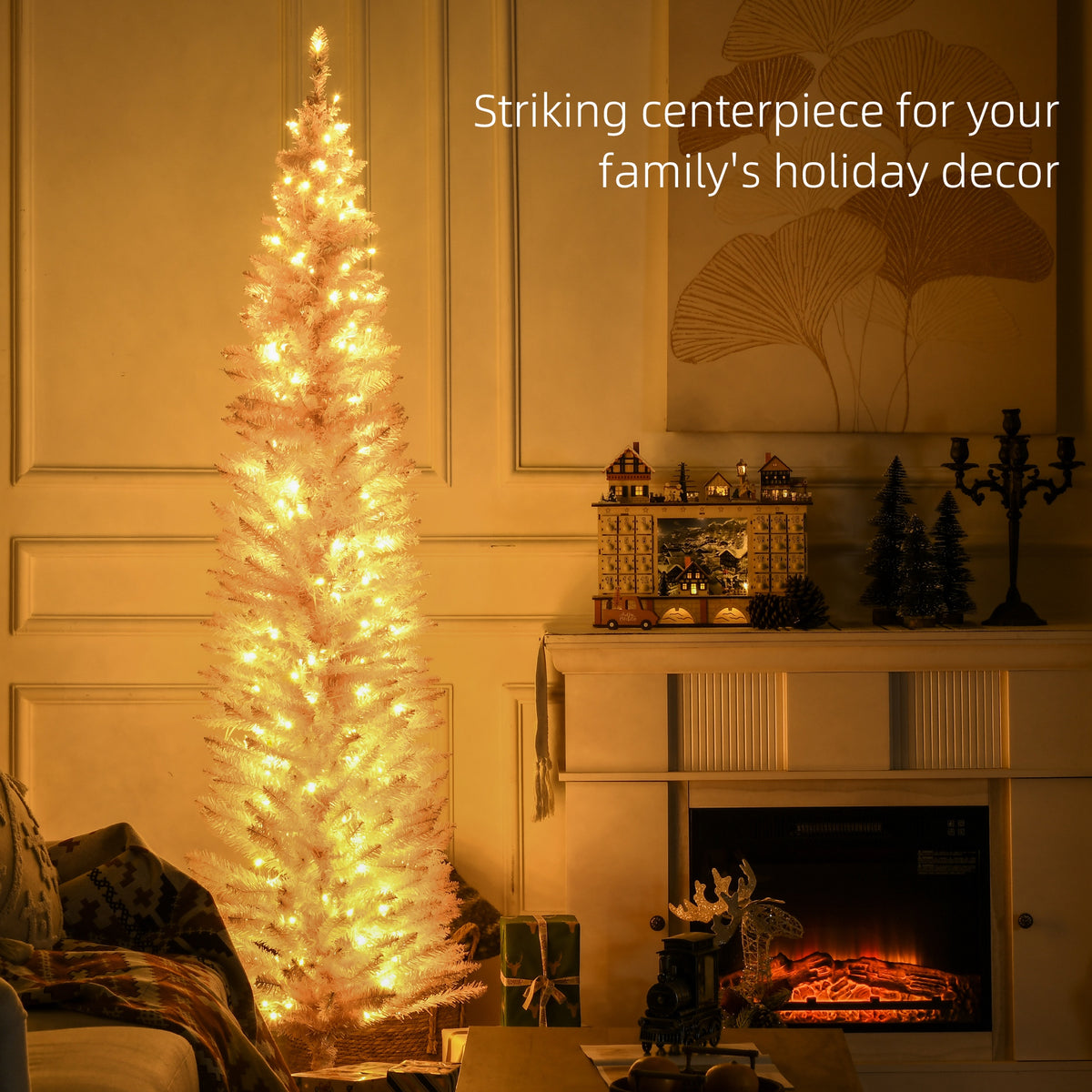 Pre-Lit Slim Pencil Artificial Christmas Tree 6 ft