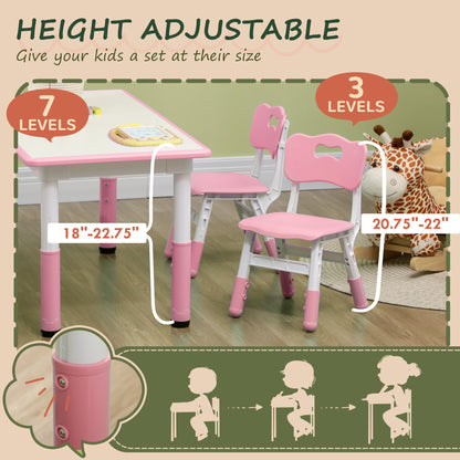 Kids Table and Chair Set Adjustable Height — Set of 5