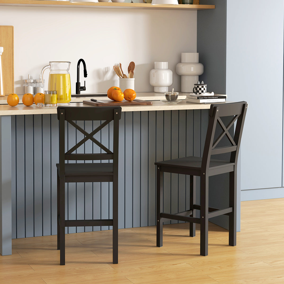 Counter Height Stools Set of 2 Farmhouse Style