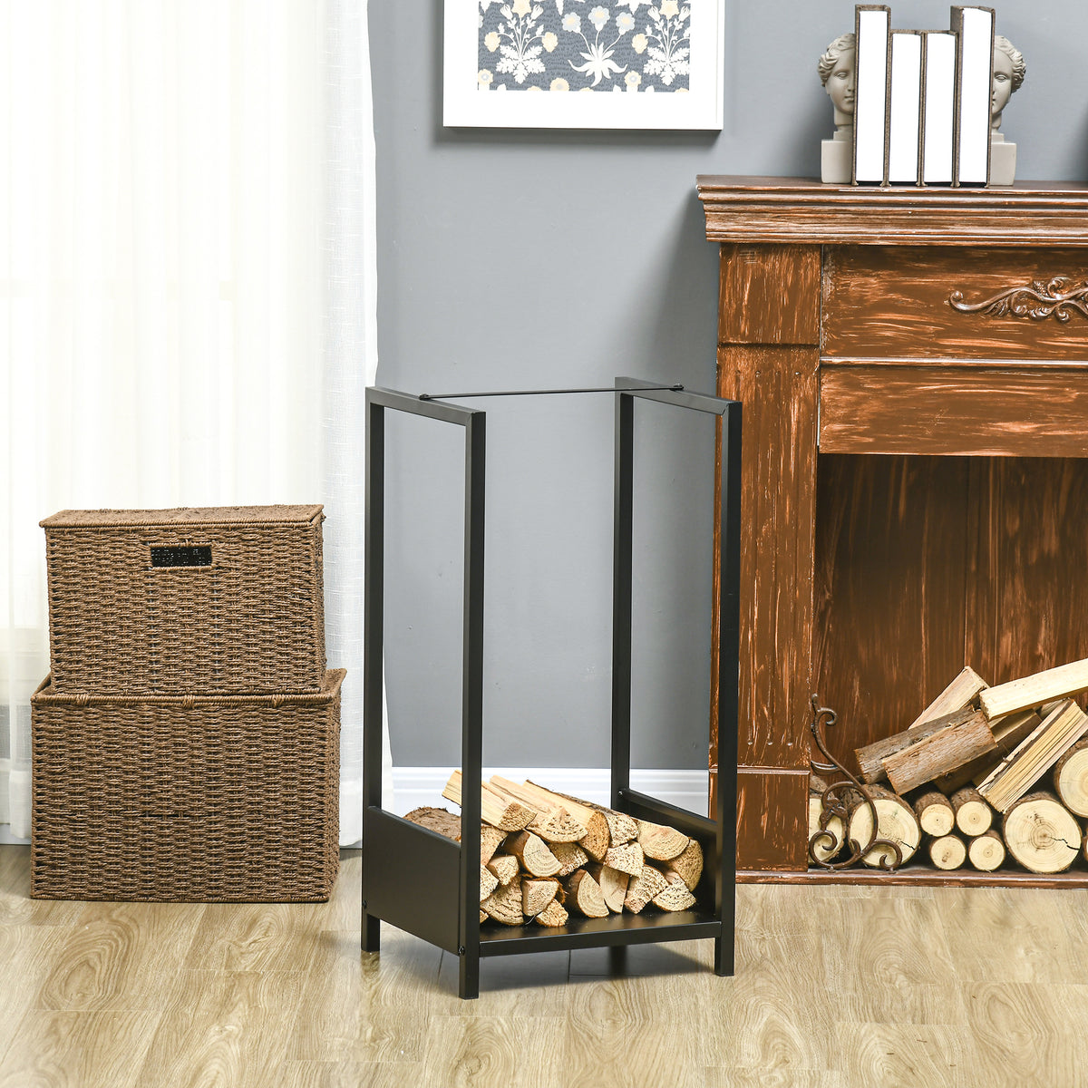 Steel Firewood Storage Rack 39 x 35 x 76 cm
