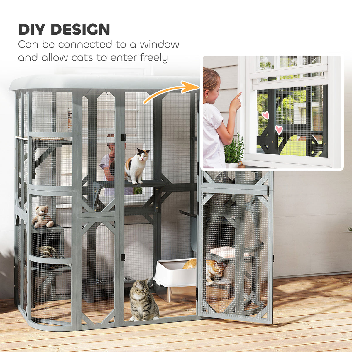 Wooden Multi-Level Outdoor Cat Enclosure