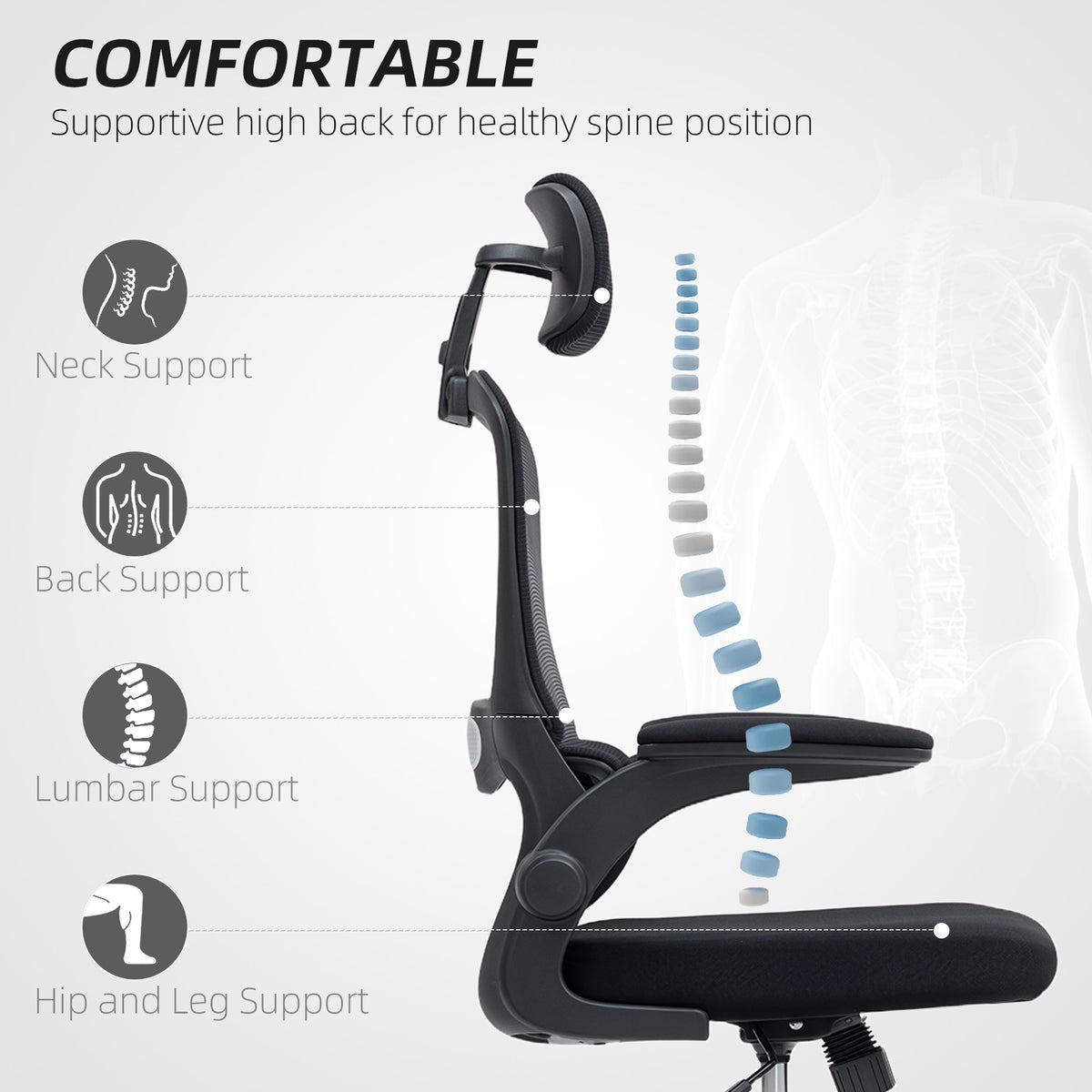 Ergonomic office chair high back rotatable headrest