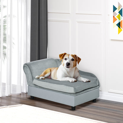 Pet sofa with storage natural wood