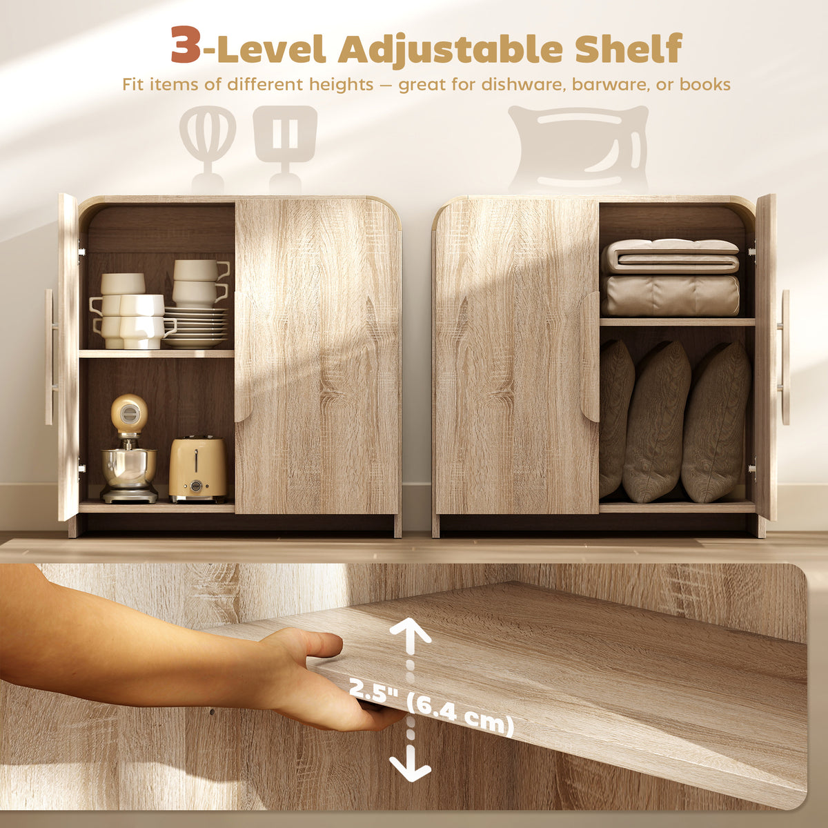 Aparador de cocina moderno con puertas de cierre suave