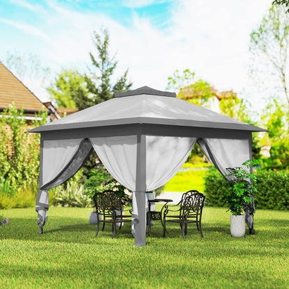 Double Roof Pop-Up Gazebo with Mesh Sidewalls 11 ft x 11 ft