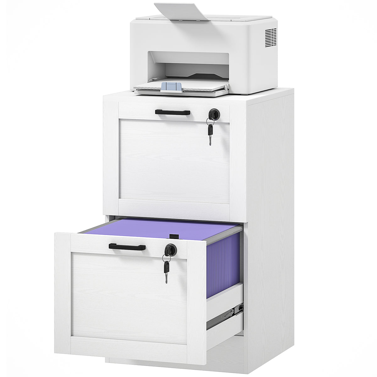 Archivador vertical de 2 cajones con cerradura de MDF