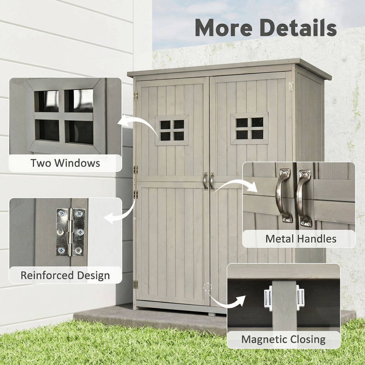 Wooden Garden Shed 4x1.5 ft with Double Doors