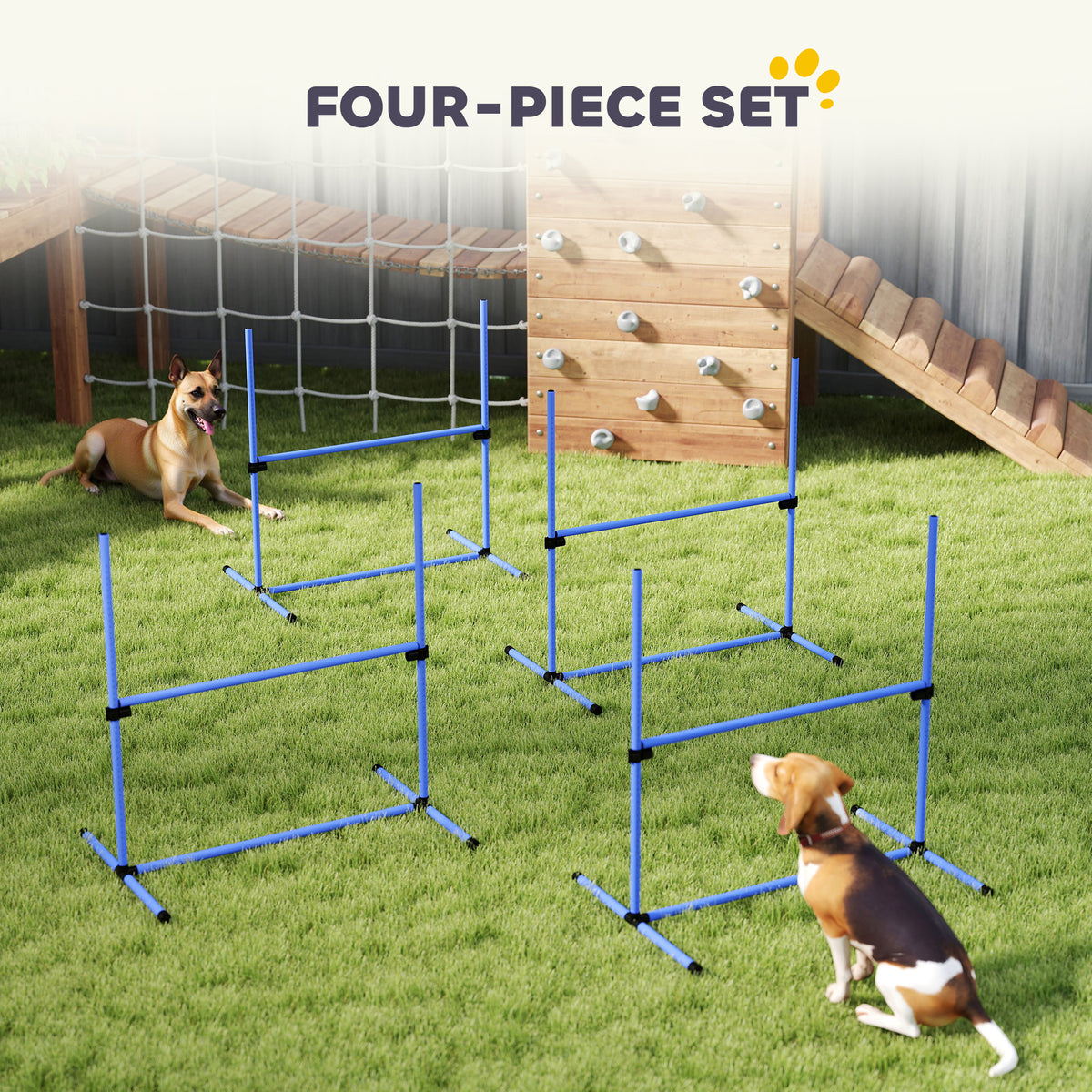 Juego de 4 vallas de agilidad ajustables para perros