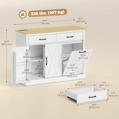 Mueble basculante para residuos con estación de recarga