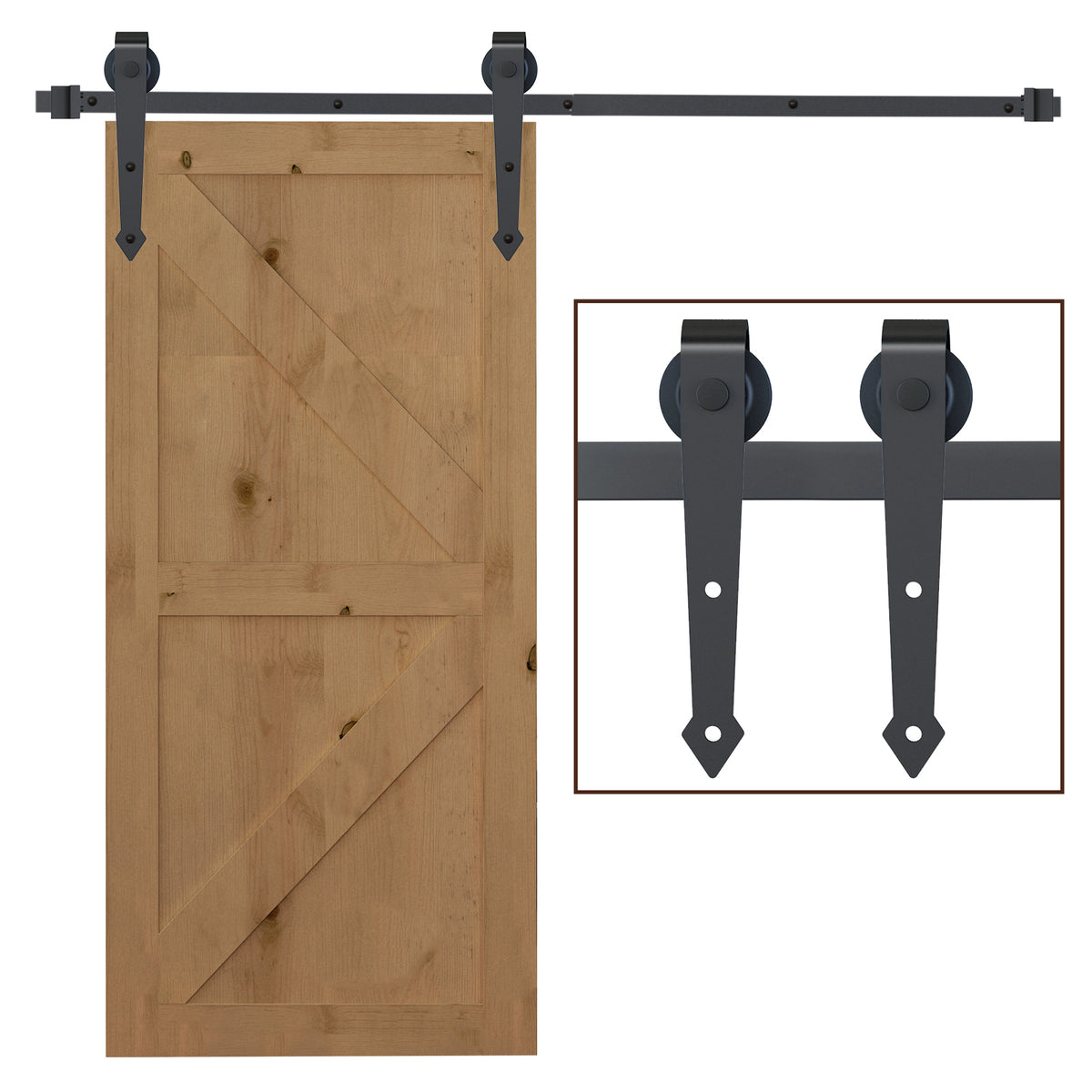 Sliding barn door hardware kit in steel