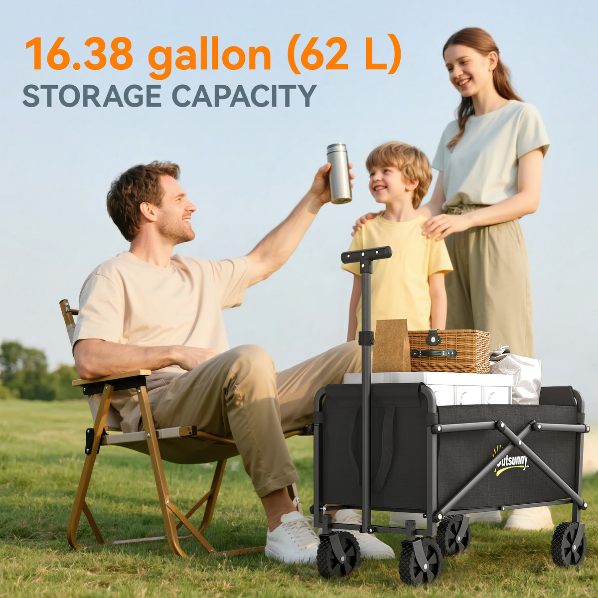 Collapsible garden cart 62 L — black
