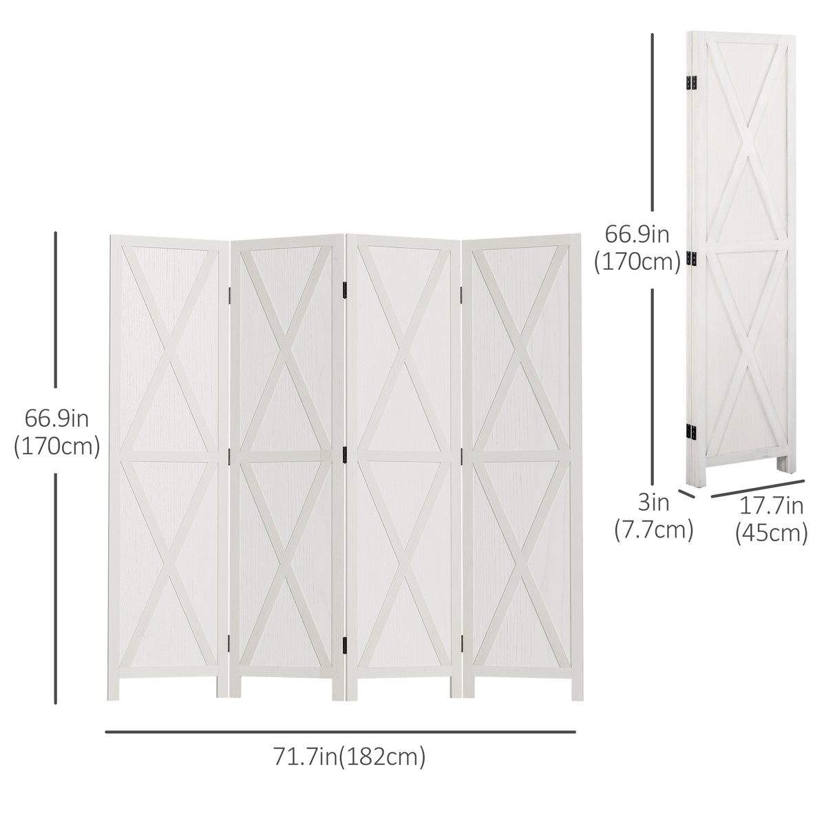 Biombo plegable de 4 paneles estilo granja