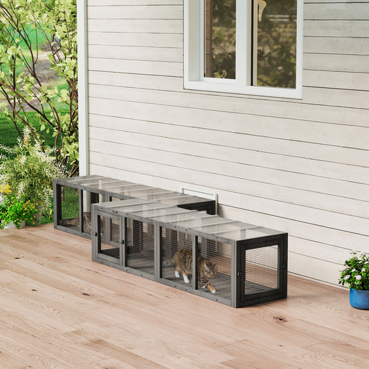 Outdoor wooden modular cat tunnel and pet enclosure