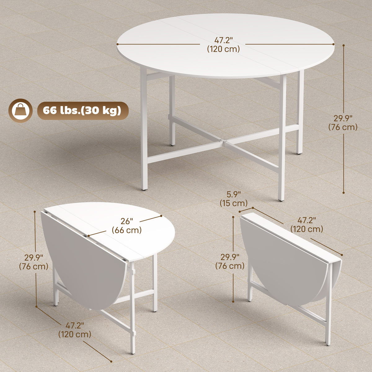 Round Folding Dining Table for Small Spaces