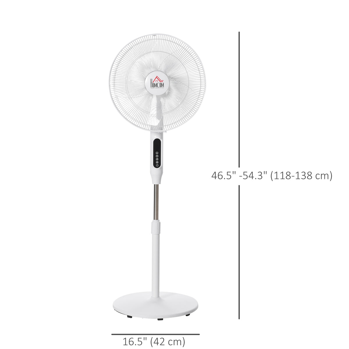 Standing floor fan with remote control adjustable height