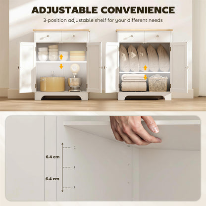 Kitchen Buffet Cabinet with Drawers and Adjustable Shelf