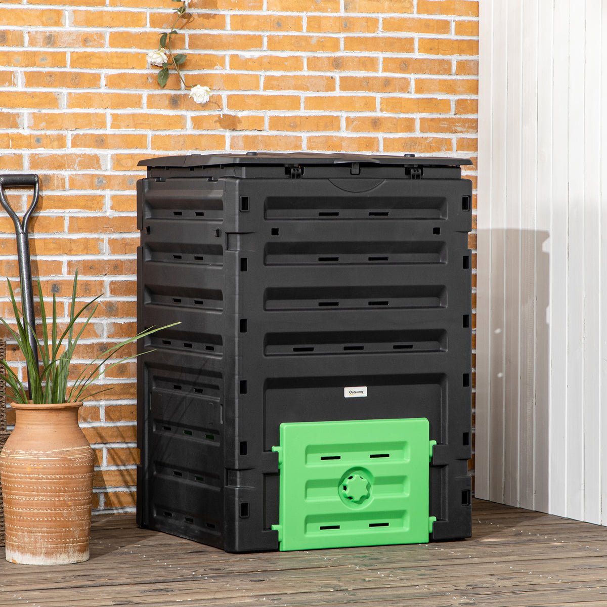Outdoor Compost Bin 80 Vents 2 Doors 450 L