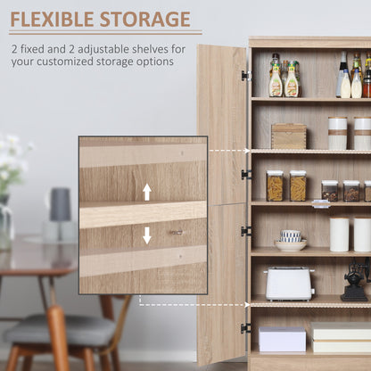 Freestanding pantry cabinet 4-door storage 177 cm