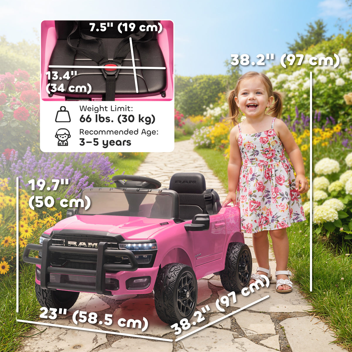 Coche eléctrico infantil Dodge RAM 3500 con mando a distancia 12V