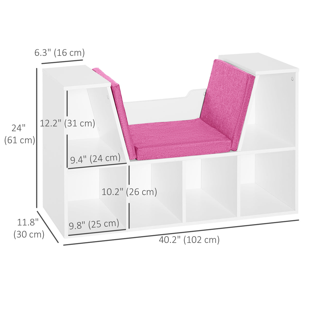Librería de 6 cubos con cojín de lectura