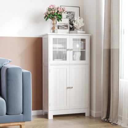 Bathroom Floor Storage Cabinet Tempered Glass