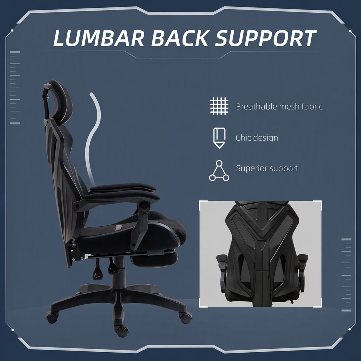 Ergonomic Gaming Chair with Footrest