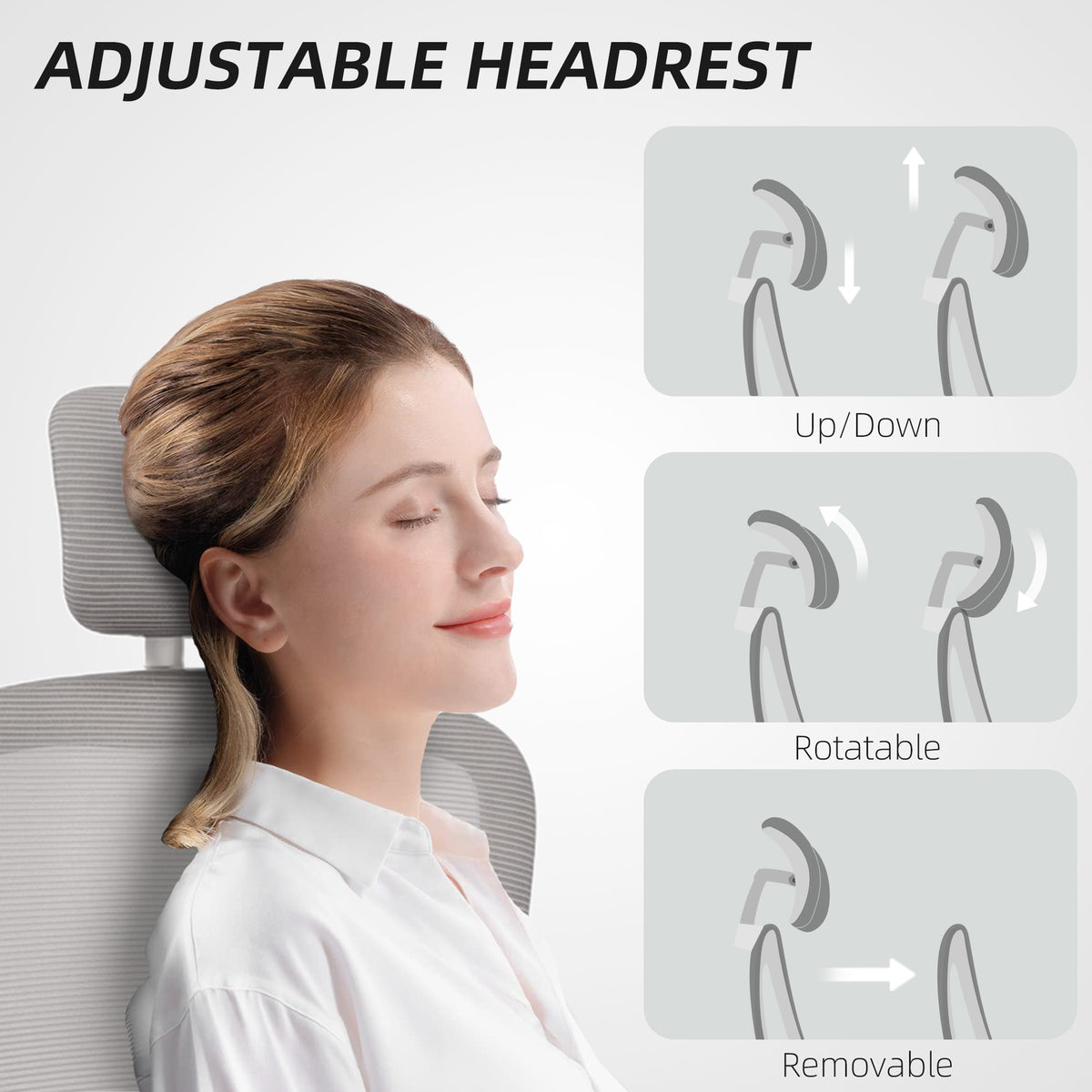 Ergonomic office chair high back rotatable headrest
