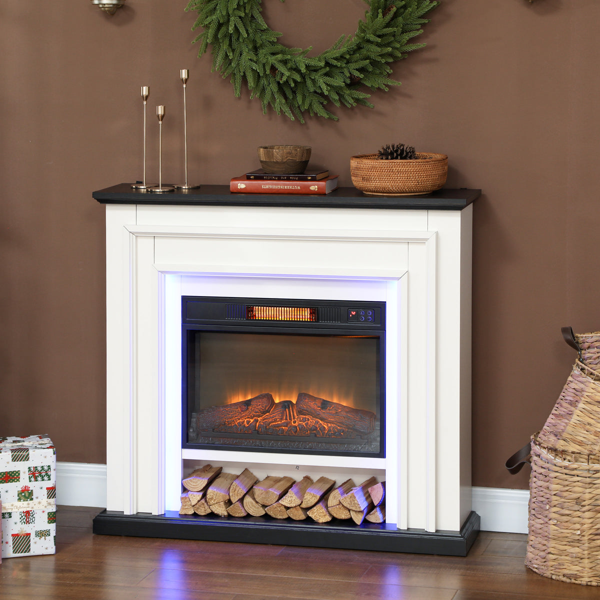 Chimenea eléctrica con repisa de 105 cm