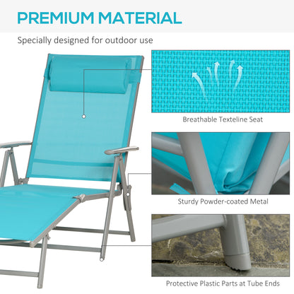 Folding Outdoor Chaise Lounger 7-Position Adjustable with Cushion