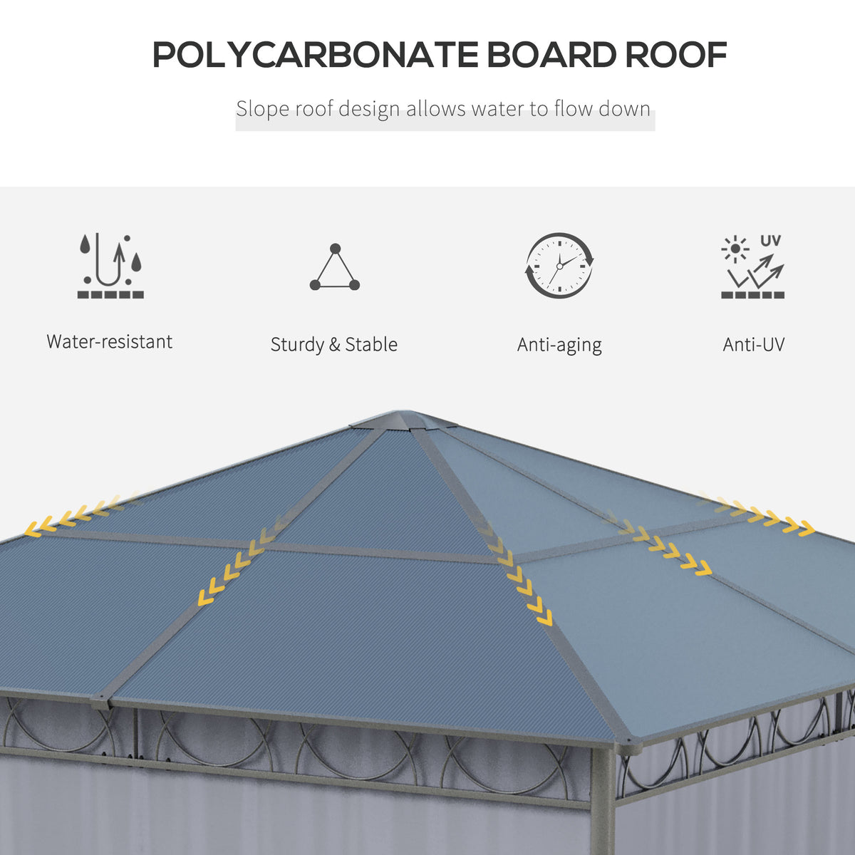 Hardtop Gazebo Polycarbonate Roof Aluminum Frame