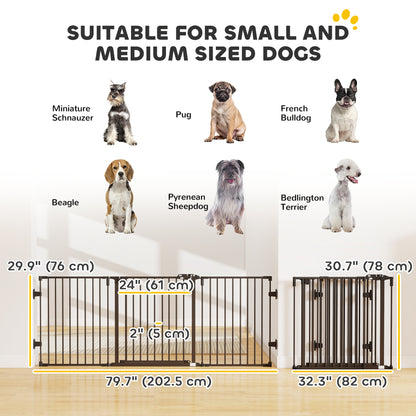 3-Panel Foldable Metal Dog Gate with Door