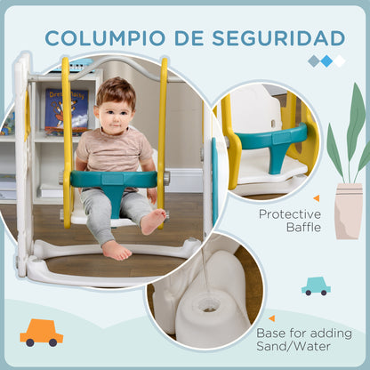6-in-1 Toddler Playset Slide Swing Basketball Hoop