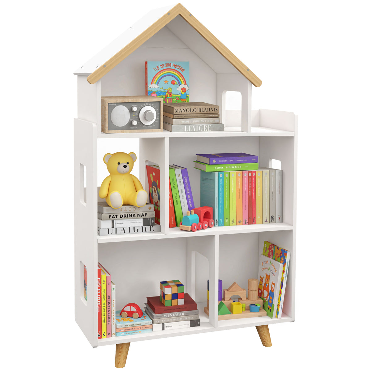 Toy storage organizer cabinet 3-tier bookshelf
