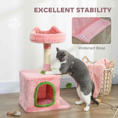 Cat Tree Tower 28" with Plush Bed — Pink