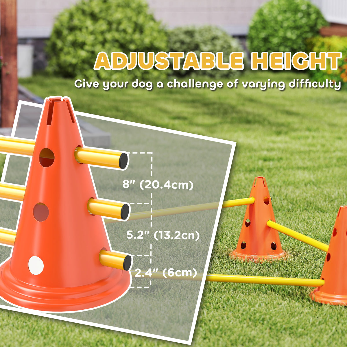Set de agilidad para perros con conos y postes ajustables