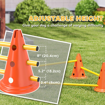 Set de agilidad para perros con conos y postes ajustables