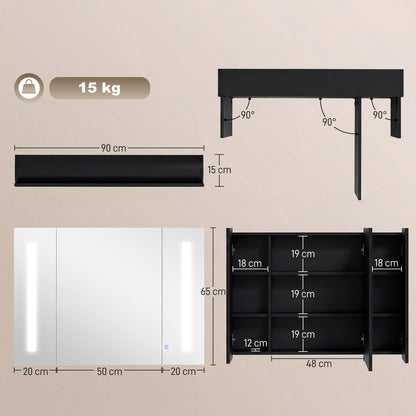 LED Wall Mirror Cabinet with Adjustable Shelves