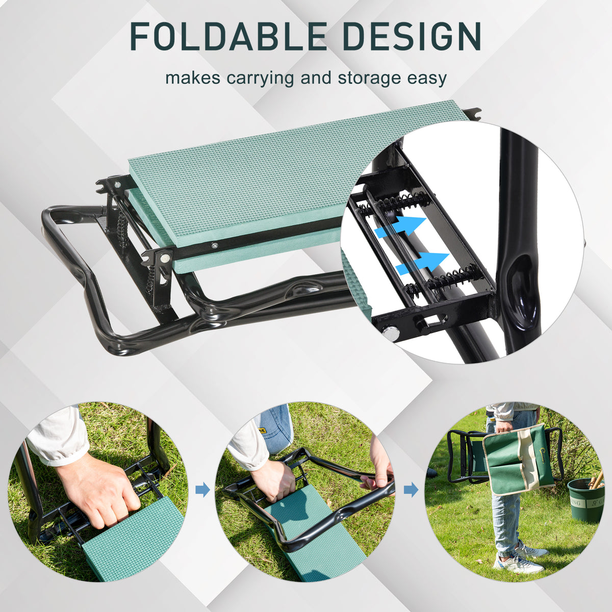 Garden kneeler foldable with EVA foam cushion pad