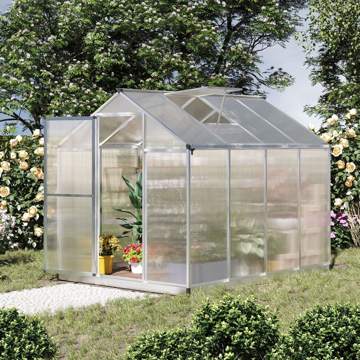Greenhouse 183x189x195cm Polycarbonate Aluminum with Ventilation