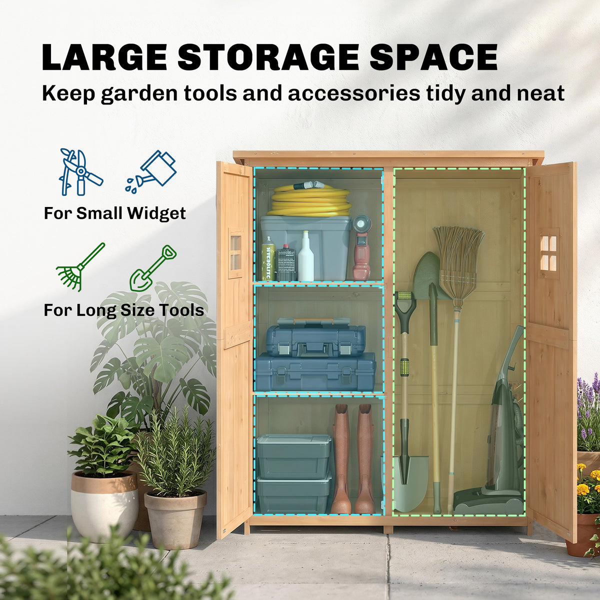 Wooden Garden Shed 4x1.5 ft with Double Doors