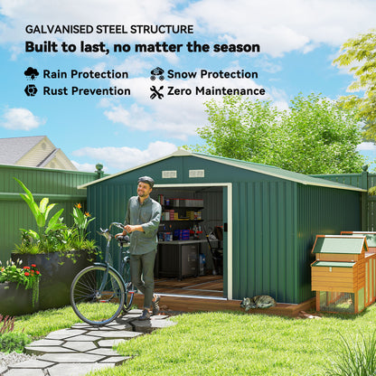 Galvanized Steel Garden Shed with Double Sliding Door