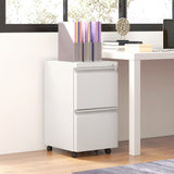 Mobile 2-Drawer Steel Filing Cabinet with Lock