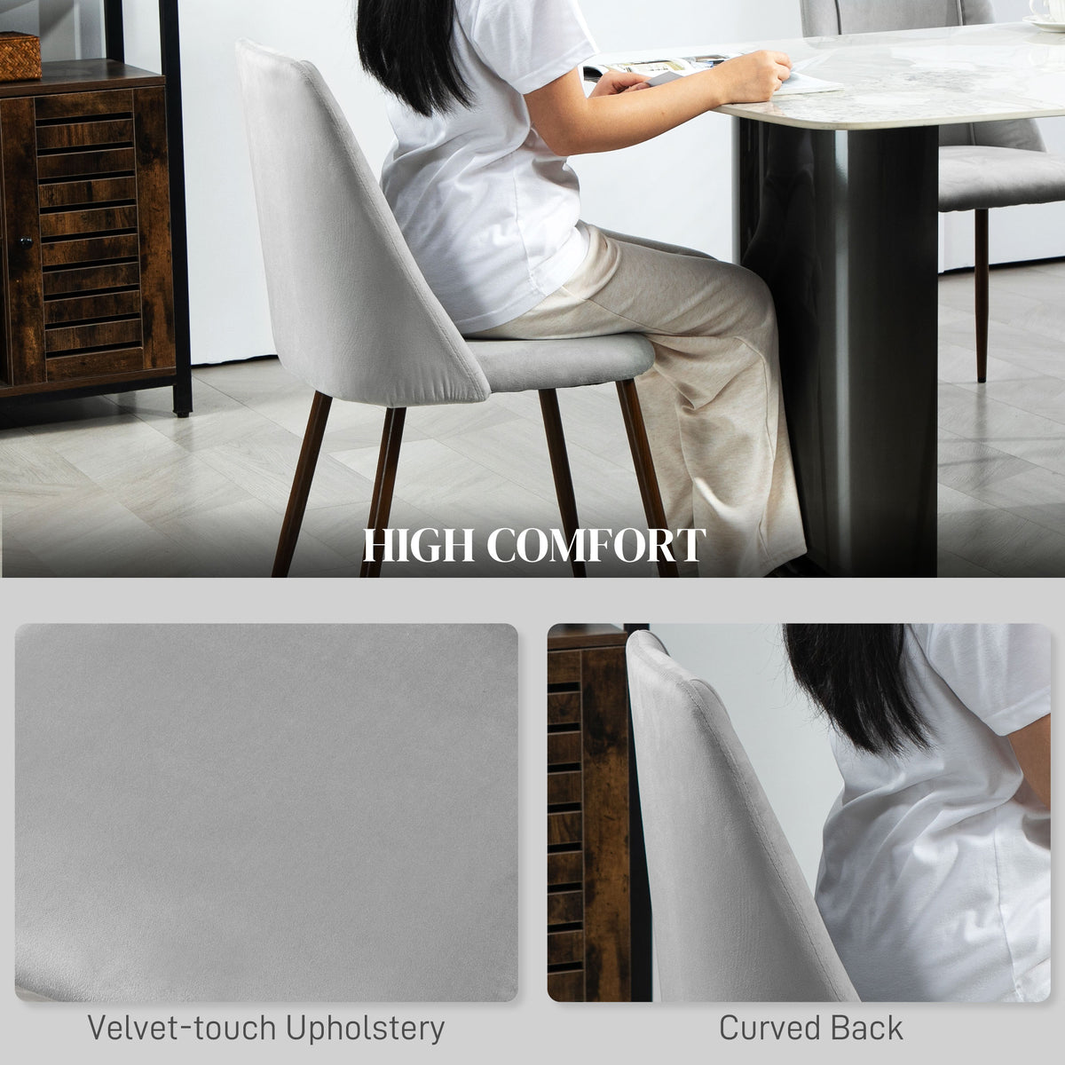 Juego de 6 sillas de comedor de terciopelo