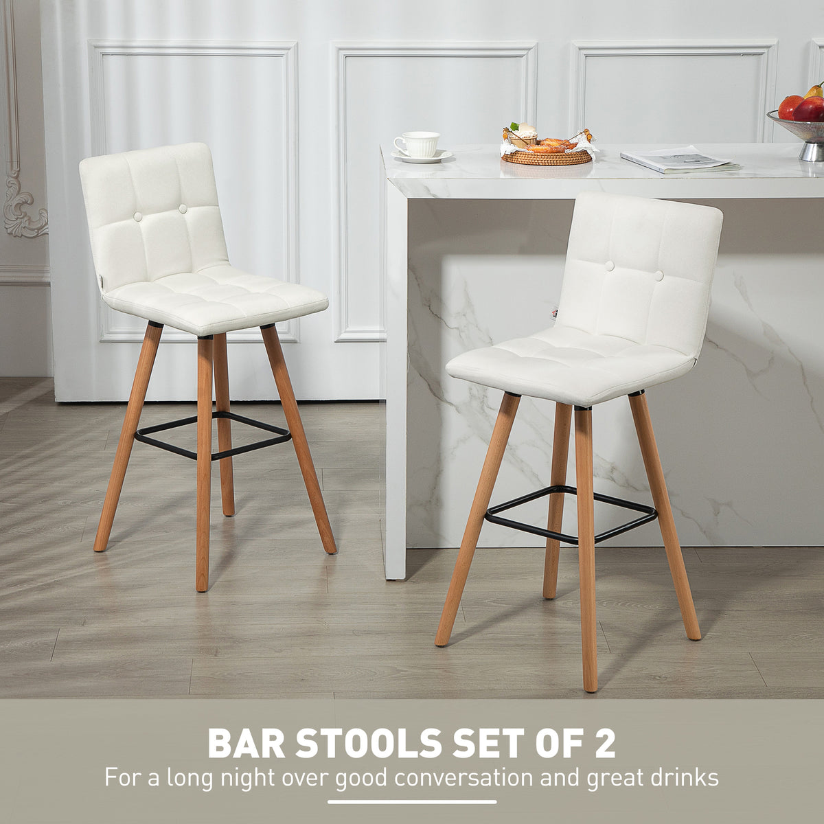 Upholstered Bar Stools Set of 2, 38 Inch